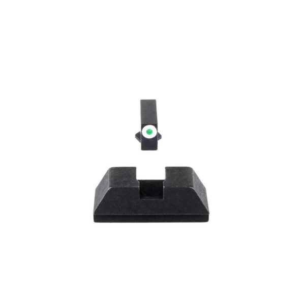 Ameriglo Optics Compatible Tritium Handgun Sight Set for Glock Flat Black .295? Rear 1L Tall Green with White .220? Front - Precision Shot Firearms