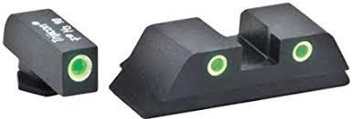 Green Tritium FRONT/REAR 3 dot sight set white outlines for Glock Gen 5 - Precision Shot Firearms