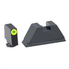 Green Tritium LimeGreenLumi Outline .350/Flatblack .429 for Glck TallSupp - Precision Shot Firearms