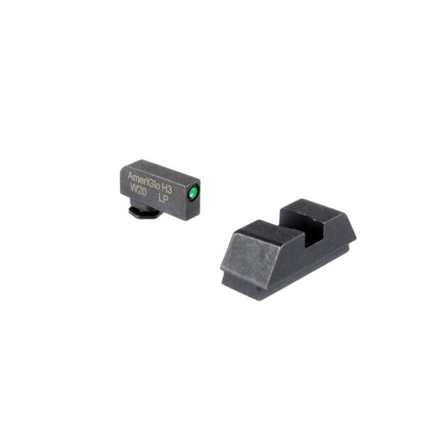 Ameriglo Optics Compatible Tritium Handgun Sight Set for Glock Flat Black .295? Rear 1L Tall Green with Black .220? Front - Precision Shot Firearms