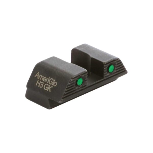 Ameriglo Green Tritium 2-dot Black Outlines Rear Sight .256in H .165 Sq Notch Glock - Precision Shot Firearms