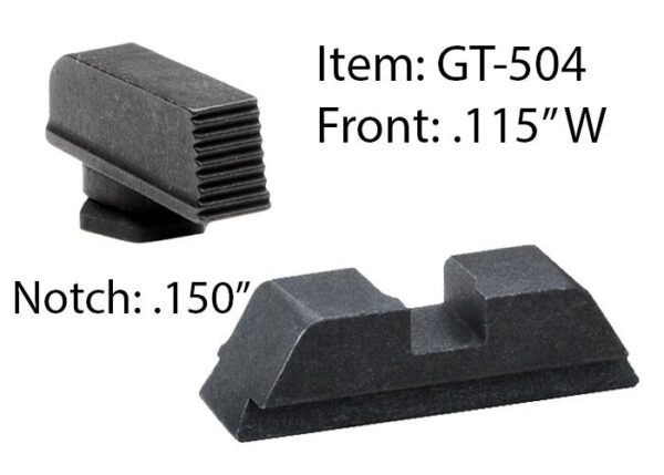 Ameriglo Defoor Performance Black Sight Set for Glock 17-39 / Front Width .115" / Rear Notch .150" - Precision Shot Firearms