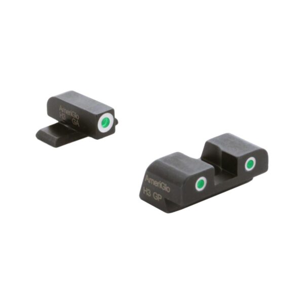 Ameriglo Green Tritium w/ White Front Green Tritium w/ White Rear 3 Dot Sight Hellcat Standard - Precision Shot Firearms