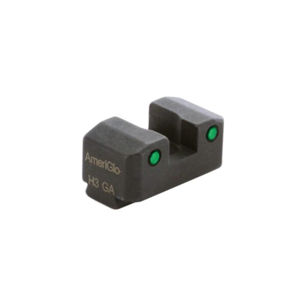 Ameriglo Green Tritium 2-Dot Black Outlines .300in H Sq Notch Serrated Sight Hellcat OSP - Precision Shot Firearms