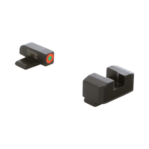 Ameriglo Green Tritium Orange Outline Front Black Serrated Rear Sight Hellcat Standard - Precision Shot Firearms