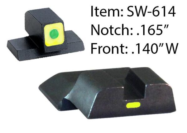 Ameriglo CAP Tritium Night Sights for S&W M&P / Front Tritium - Green / Front Outline - LumiGreen / Style - CAP / Rear Paint Bar - LumiGreen - Precision Shot Firearms