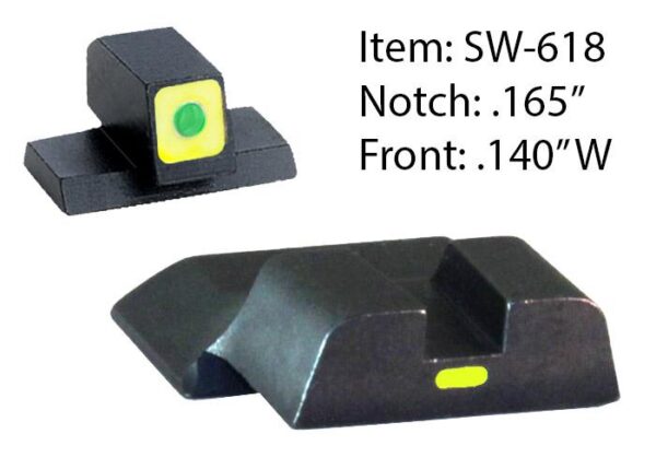 Ameriglo CAP Tritium Night Sights for S&W M&P Shield / Front Tritium - Green / Front Outline - LumiGreen / Style - CAP / Rear Paint Bar - LumiGreen - Precision Shot Firearms
