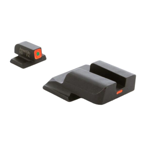 Ameriglo CAP Sight Set Green Tritium Orange Square Outline Front Orange Non-Trit Rear for M&P Shield - Precision Shot Firearms