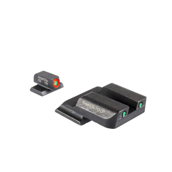 Ameriglo Trooper Tritium Handgun Sight Set for S&W M&P (Excludes .22/.380/Shield/EZ/Pro) Green Rear Green with Orange Front - Precision Shot Firearms