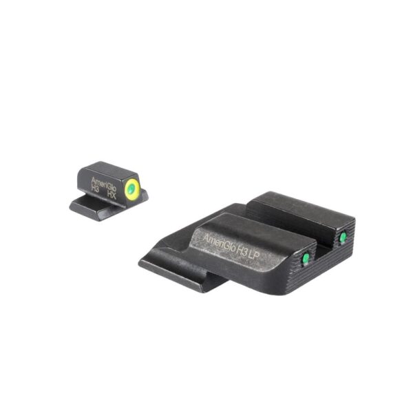 Ameriglo Trooper Tritium Handgun Sight Set for S&W M&P Shield (Excludes EZ) Green Rear Green with LumiGreen Front - Precision Shot Firearms