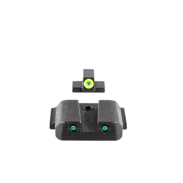 Ameriglo Trooper Tritium Handgun Sight Set for S&W M&P Shield (Excludes EZ) Green Rear Green with LumiGreen Front - Precision Shot Firearms