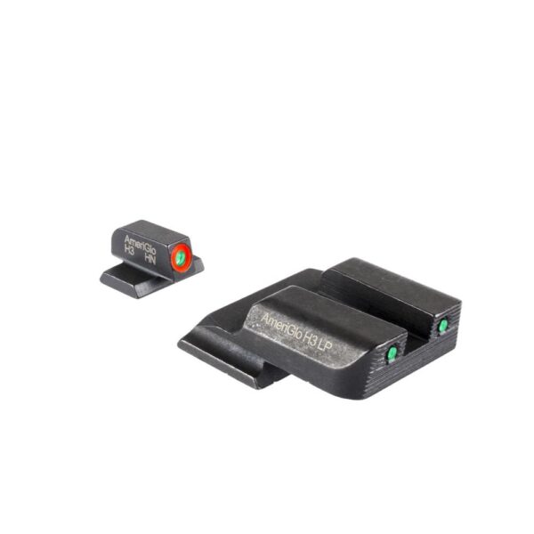 Ameriglo Trooper Tritium Handgun Sight Set for S&W M&P Shield (Excludes EZ) Green Rear Green with Orange Front - Precision Shot Firearms