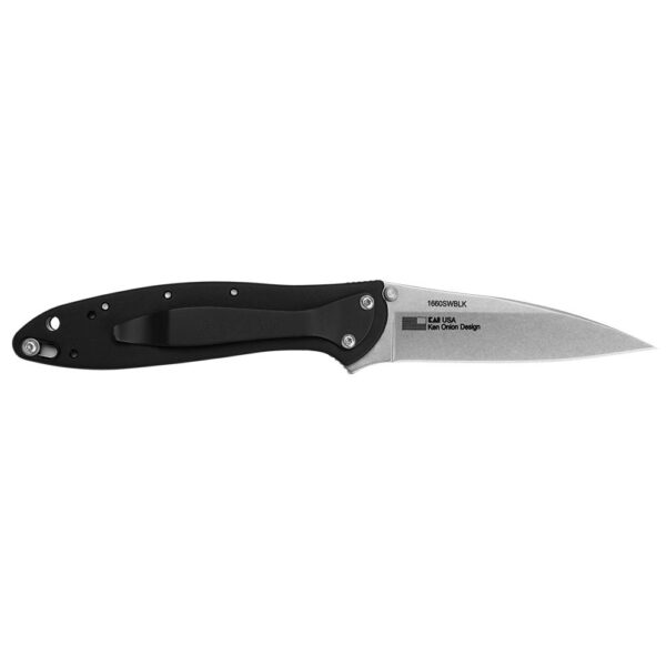 Kershaw Ken Onion Leek Folding Knife 3" Stonewashed Drop Point Blade Black - Precision Shot Firearms