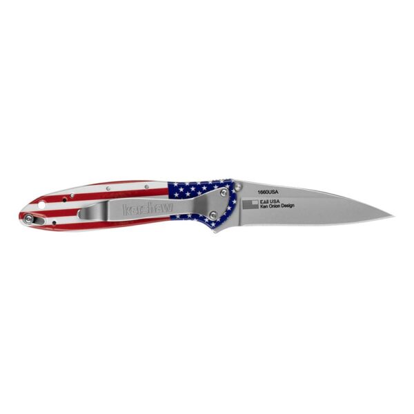 Kershaw Leek Folding Knife 3" Drop Point Blade USA Flag - Precision Shot Firearms