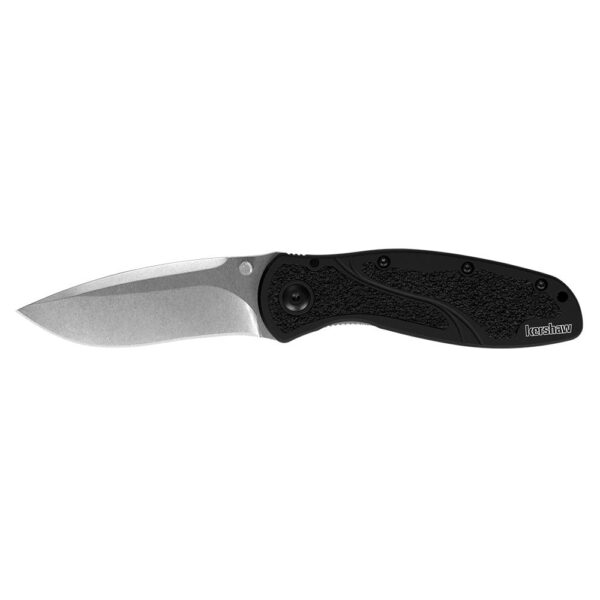 Kershaw Blur Folding Knife 3-2/5" Stonewashed Drop Point Blade Black - Precision Shot Firearms