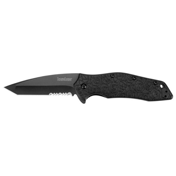 Kershaw Kuro Folding Knife 3-1/10" Partially Serrated American Tanto Blade Black - Precision Shot Firearms