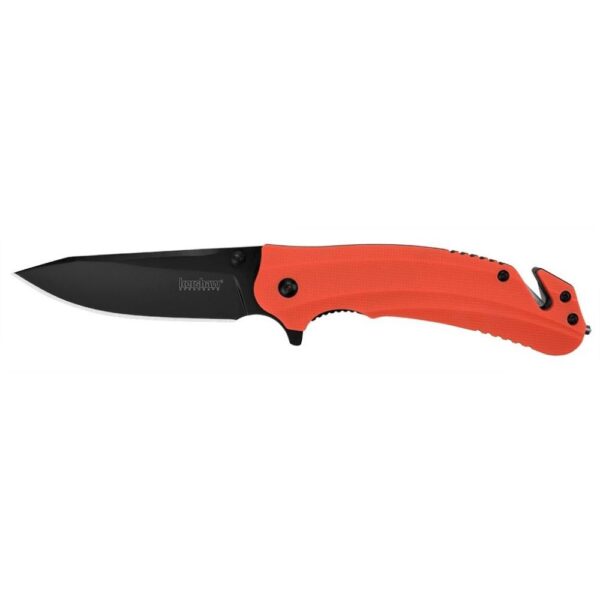Kershaw Barricade Rescue Folding Knife 3-1/2" Drop Point Blade Orange with Carbide Glassbreaker Tip and Seatbelt Cutter - Precision Shot Firearms