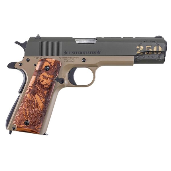 Auto Ordnance Army 250th Special Edition Handgun .45 ACP 7rd Magazine 5" Barrel Wood Grip - Precision Shot Firearms