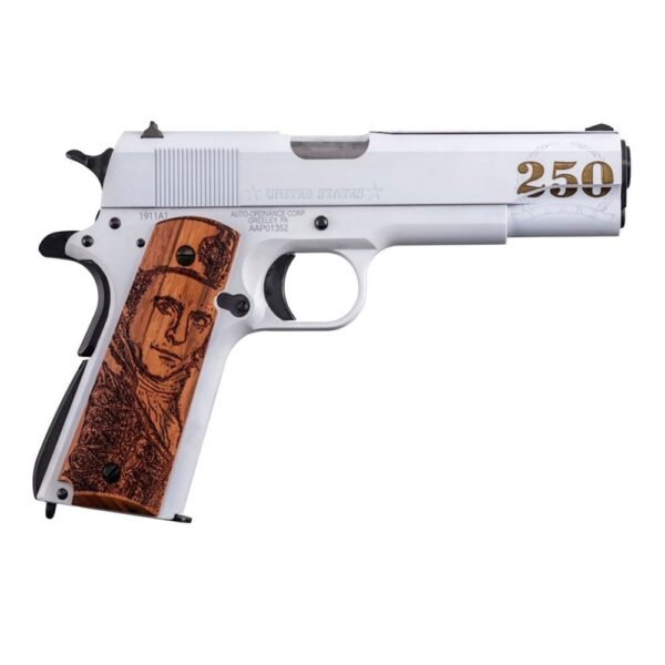 Auto Ordnance 250th Navy Anniversary Handgun .45 ACP 7rd Magazine 5" Barrel Engraved Wood Grips - Precision Shot Firearms