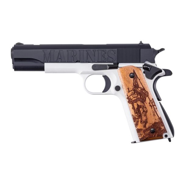 Auto Ordnance Marines 250th Anniversary 1911 Handgun .45 Auto 7rd Magazine 5" Barrel Engraved Wood Grip - Precision Shot Firearms