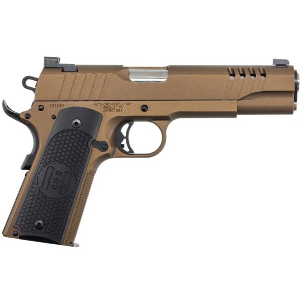 Auto-Ordnance 1911A1 Handgun 45 ACP 7rd Magazine 5" Barrel Burnt Bronze Night Sights - Precision Shot Firearms