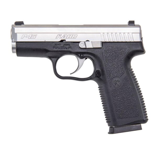 Kahr P45 Handgun .45 ACP 6rd(2)&7rd(1) Magazines 3.4" Barrel Stainless Slide/Black Grip Night Sights CA Compliant - Precision Shot Firearms