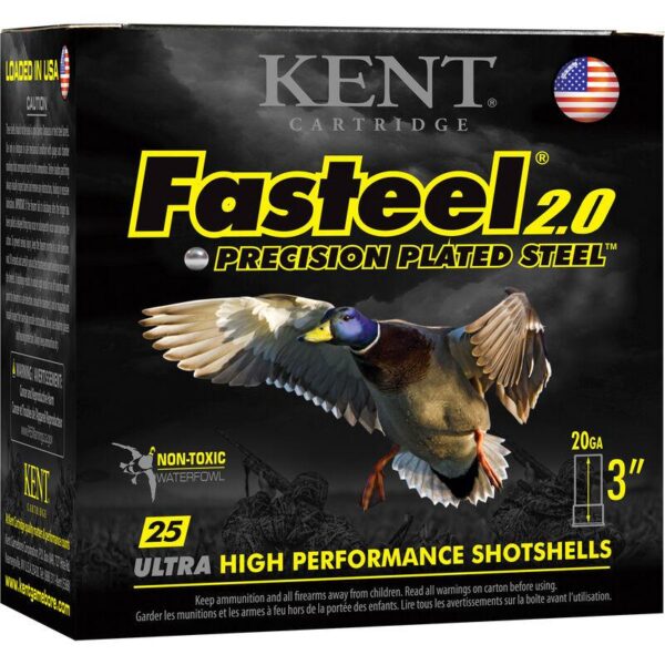 Kent Fasteel + Precision Plated Steel Waterfowl Shotshells 20ga 3" 1oz 1350 fps #2 & #4 25/ct - Precision Shot Firearms