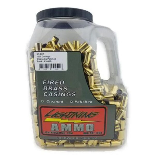 Lightning Ammo Reman. Cleaned & Polished Brass .45 ACP 500/ct Jug (Mixed Primer Size) - Precision Shot Firearms
