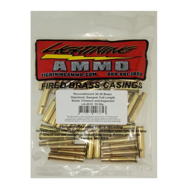 Lightning Ammo Reconditioned Ready to Load Brass 30-30 50 Qty Bag - Precision Shot Firearms