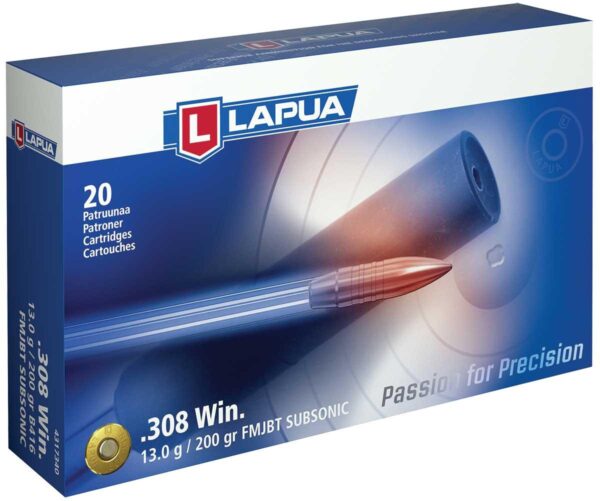 Lapua Rifle Ammunition .308 Win Subsonic 200 gr FMJ-BT 20/Box - Precision Shot Firearms