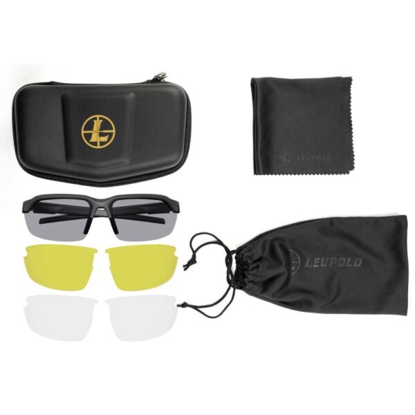 Leupold Tracer Shooting Glasses Matte Black with 3 Lenses Shadow Grey/Yellow/Clear - Precision Shot Firearms