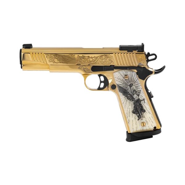 EAA Girsan MC1911 Gold Lux Handgun .38 Super 9rd Magazines(2) 5" Barrel Engraved Slide and Grips Luxury Case - Precision Shot Firearms