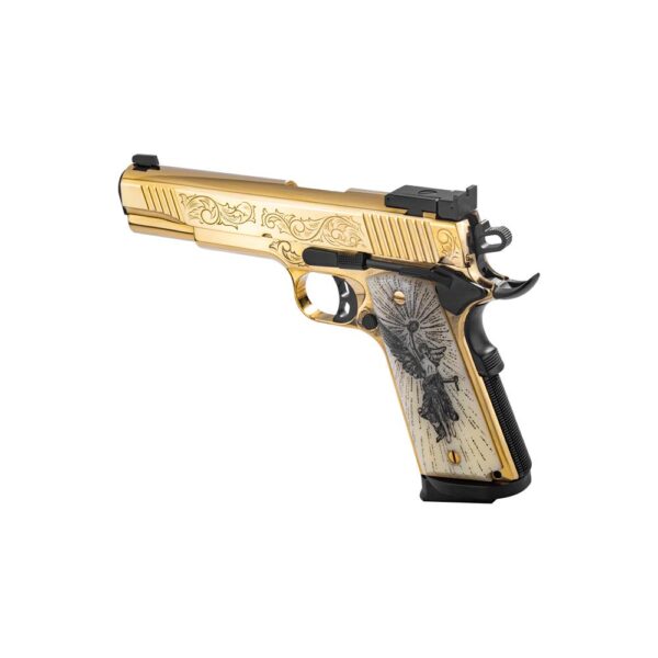 EAA Girsan MC1911 Gold Lux Handgun .38 Super 9rd Magazines(2) 5" Barrel Engraved Slide and Grips Luxury Case - Precision Shot Firearms