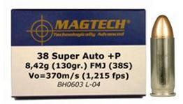 MagTech Handgun Ammunition .38 Super (+P) 130 gr FMJ 1215 fps 50/box - Precision Shot Firearms