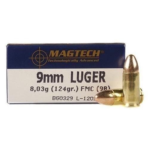 MagTech Handgun Ammunition 9mm Luger 124 gr FMJ 1109 fps 50/ct - Precision Shot Firearms