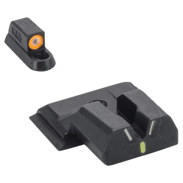 Meprolight Hyper Bright V-Sight Fixed Pistol Set for S&W M&P Shield Green with Orange Front - Precision Shot Firearms