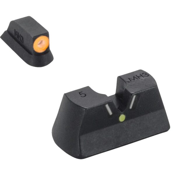 Meprolight Hyper Bright V-Sight Fixed Pistol Set for CZ 75/85/97/SP01 Green with Orange Front - Precision Shot Firearms