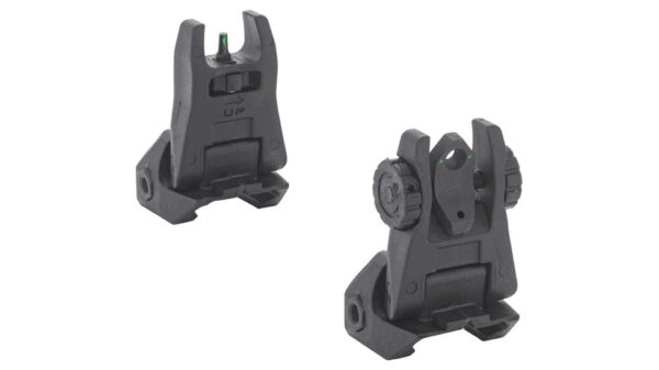 Meprolight Mepro FUBS - Self Illuminated Flip Aluminum Black Back-up Rifle Sights 2 Dot Rear/Green Front - Precision Shot Firearms