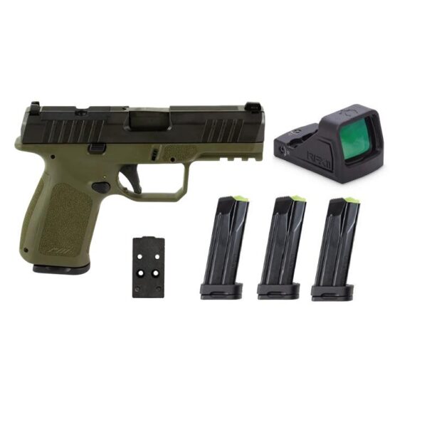Rost Martin RM1C Handgun Bundle 9mm Luger 15rd (1) & 17rd (3) Magazines 4" Barrel OD Green Viridian Red Dot Pistol Case - Precision Shot Firearms