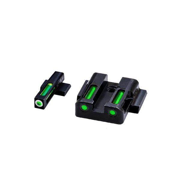 HIVIZ LiteWave H3 sight Green LitePipe/White front ring fits S&W Shield models - Precision Shot Firearms