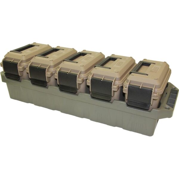 MTM 5-CAN Ammo Crate Mini FDE Cans Army Green Tray - Precision Shot Firearms