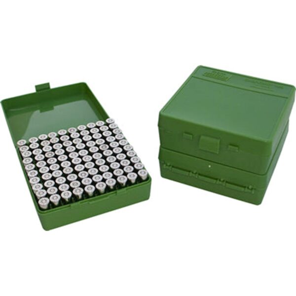 MTM P-100-45 Flip-Top Ammo Box 40 10mm 45 ACP 100 Rounds Green - Precision Shot Firearms