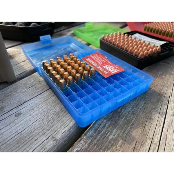 MTM Flip Top Ammo Box for 9mm Luger/.380 ACP 100rd Clear Red - Precision Shot Firearms
