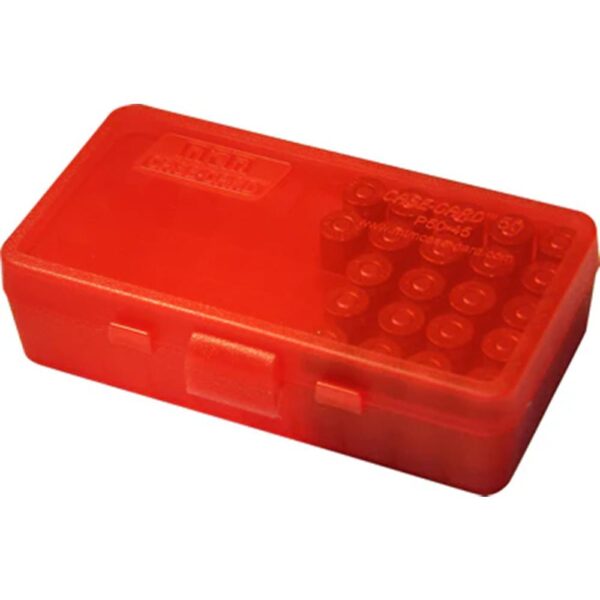 MTM Ammo Box for .41/.44 Mag/.45 LC 50 Rounds Clear Red - Precision Shot Firearms
