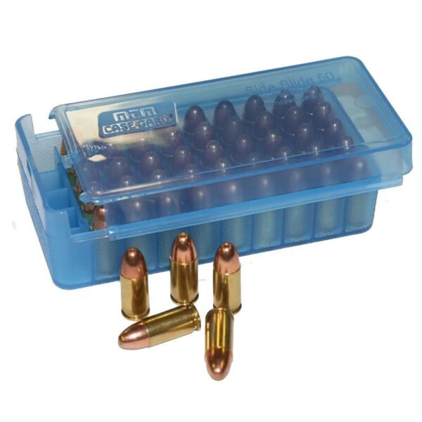 MTM Side Slide Handgun Ammo Box 45 ACP Clear Blue - Precision Shot Firearms
