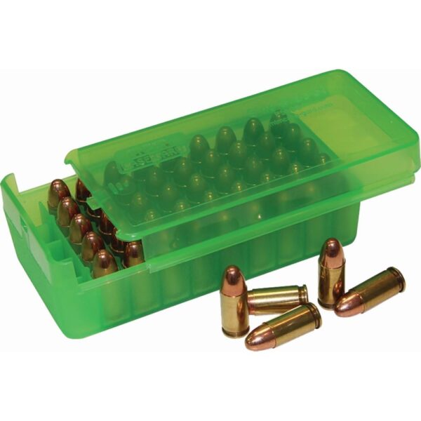 MTM Side Slide Handgun Ammo Box 9mm Luger Clear Green - Precision Shot Firearms