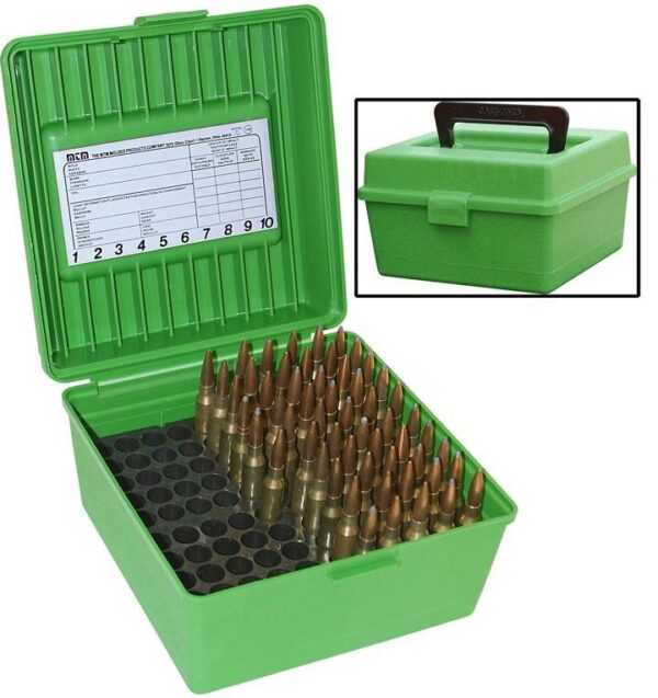 MTM Deluxe R-100 MAG Series Rifle Ammo Box 100 Rounds Green - Precision Shot Firearms