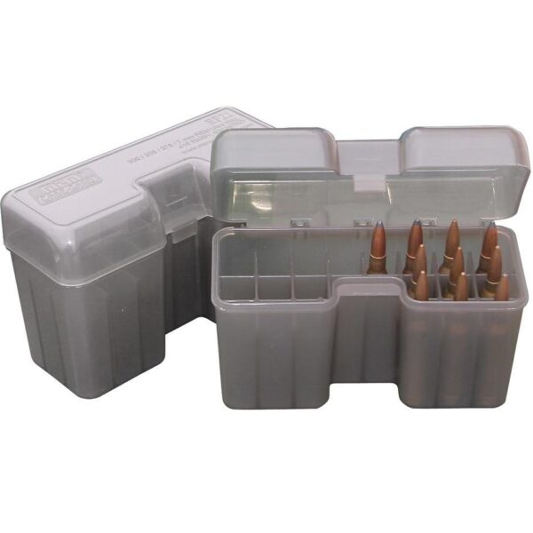 MTM Case-Guard RF-22 Series Flip Top Rifle Ammo Box Clear Smoke - Precision Shot Firearms