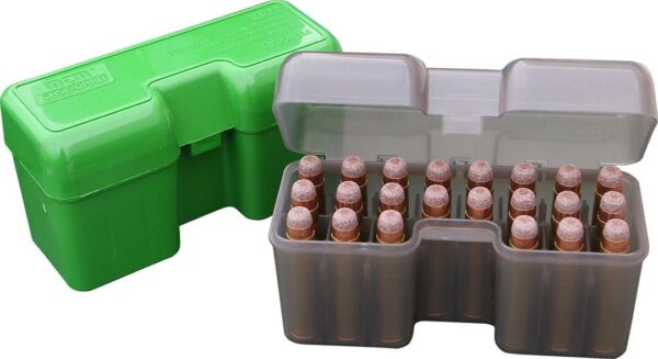 MTM Case-Guard RF-22 Series Flip Top Rifle Ammo Box 22 Rounds Clear Smoke - Precision Shot Firearms