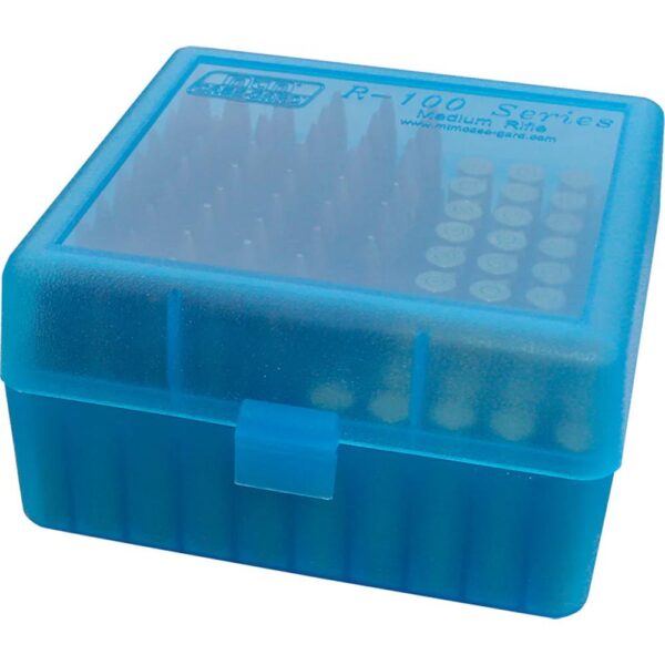 MTM Flip Top Ammo Box for .223/.204 Ruger/6x47 100 Rounds Clear Blue - Precision Shot Firearms